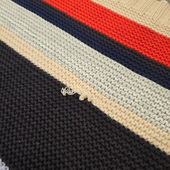 J.Crew Multicolor Striped Knit Blanket 50" X 70" Cotton Blend Cozy Throw warm - Picture 8 of 9